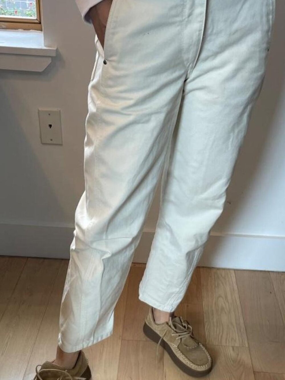 Lemaire cream denim pants with a relaxed fit #linenlove #summer